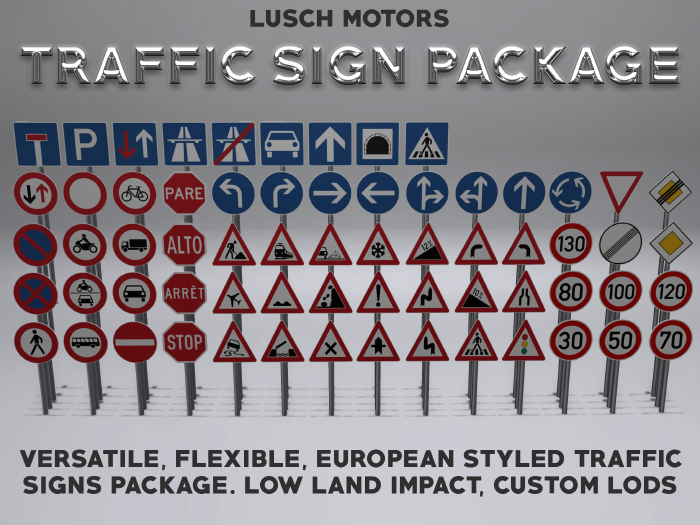 Second Life Marketplace Lusch Motors European Road Sign Kit